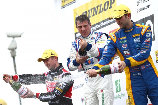 Round 1 of the 2013 British Touring Car Championship. Race 2 podium.